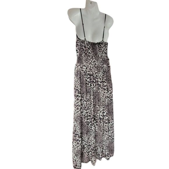 Brown Tan Leopard Print Spaghetti Strap Summer Long Maxi Dress - Picture 4 of 5